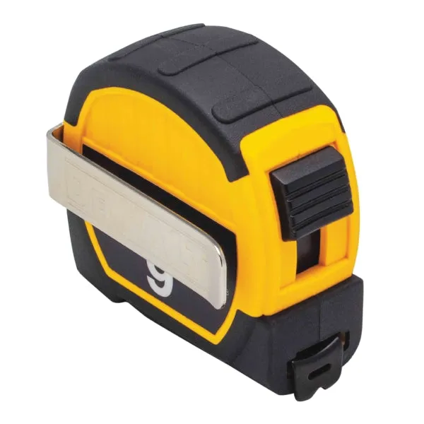 DeWALT DWHT33028 Magnetic Pocket Tape Measure, 9 ft L Blade, 1/2 in W Blade, Steel Blade, ABS Case, Black/Yellow Case