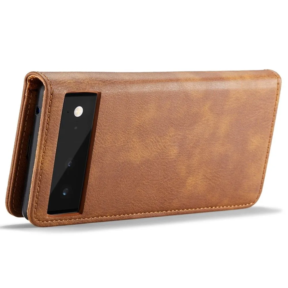 DG.MING Google Pixel 6 2-in-1 Wallet Case - Brown