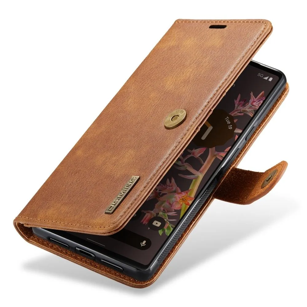 DG.MING Google Pixel 6 2-in-1 Wallet Case - Brown