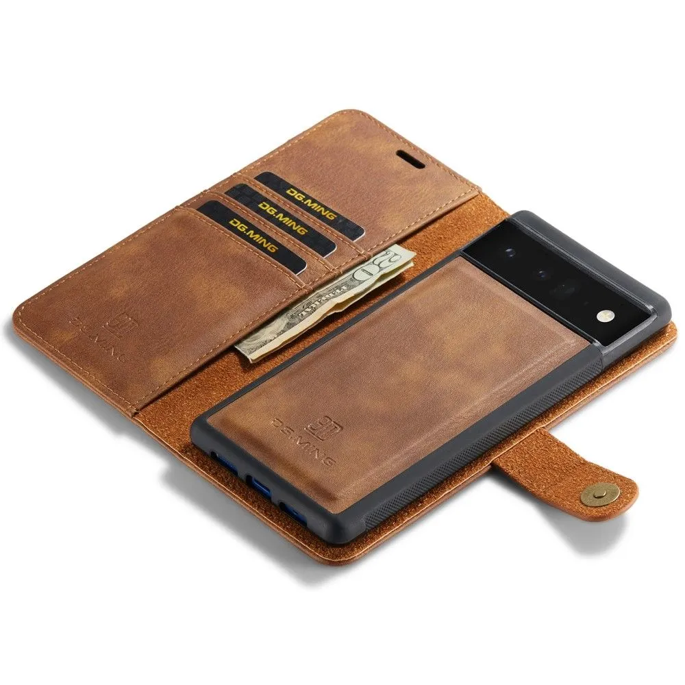 DG.MING Google Pixel 6 2-in-1 Wallet Case - Brown