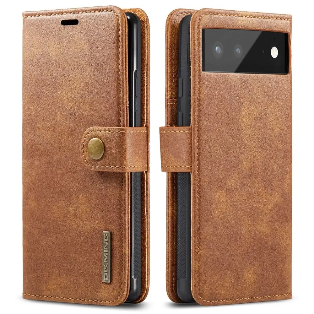 DG.MING Google Pixel 6 2-in-1 Wallet Case - Brown