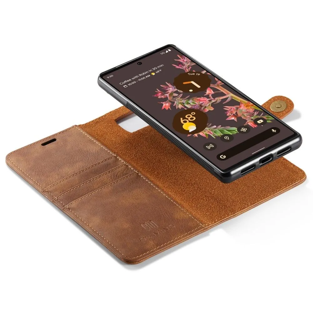 DG.MING Google Pixel 6 2-in-1 Wallet Case - Brown