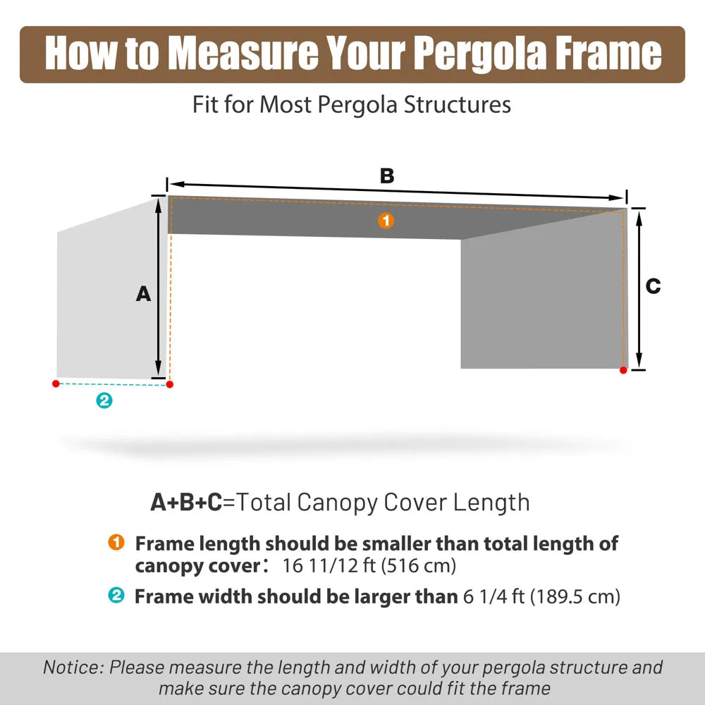 DIY 17'x6' Pergola Roof Cover Canopy Replacement with Rods