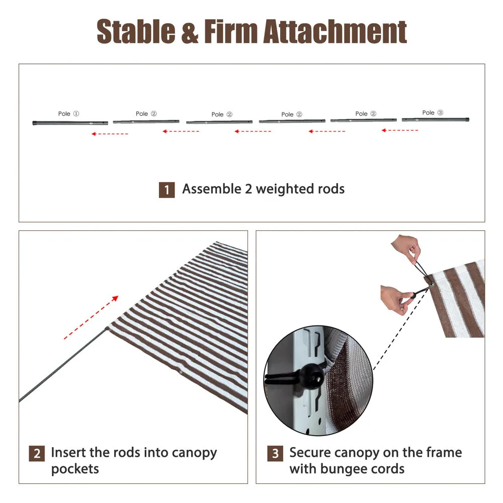 DIY 17'x6' Pergola Roof Cover Canopy Replacement with Rods