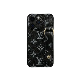 Dot Mono Ring Strap iPhone Case - Black