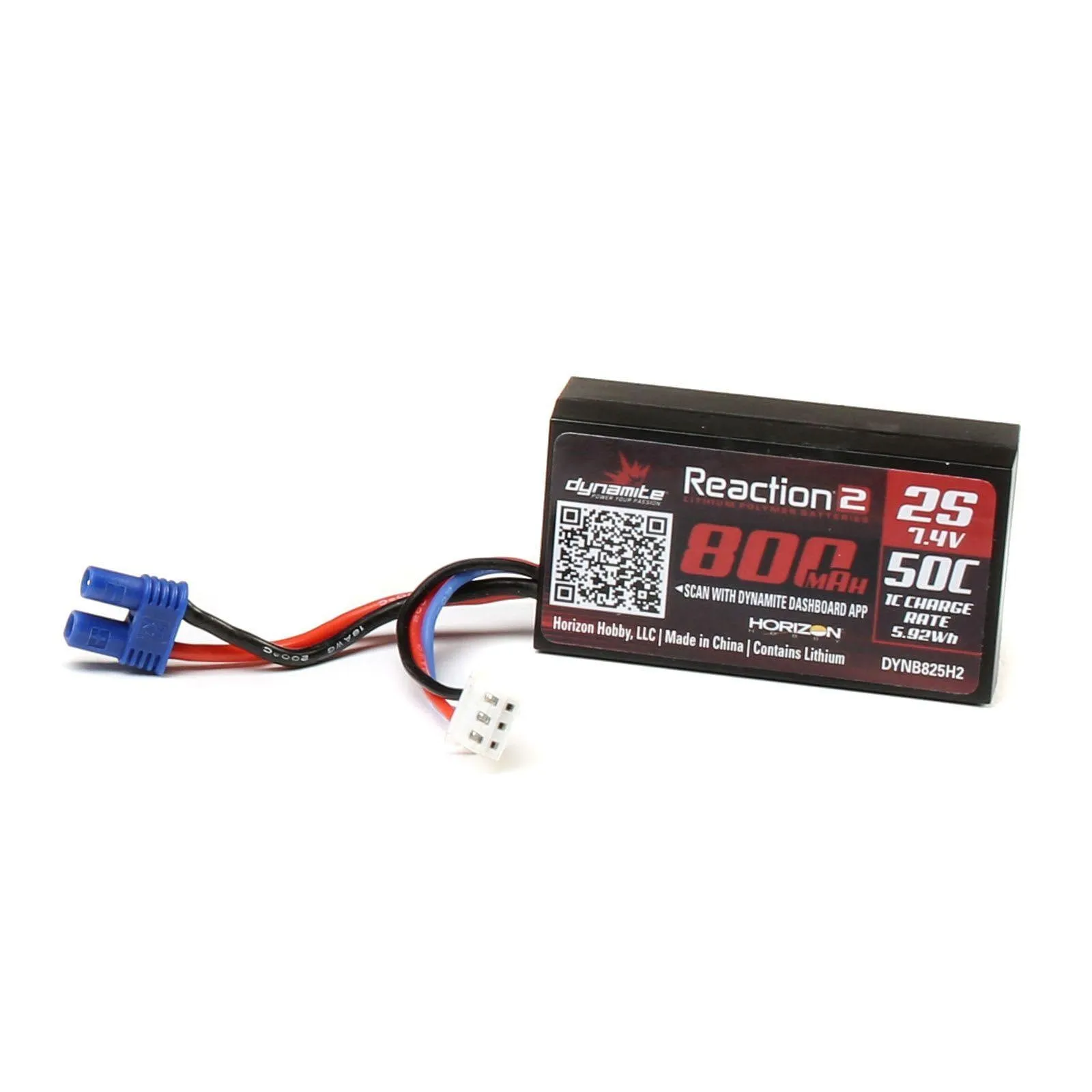 Dynamite 7.4V 800mAh 2S 50C Hardcase LiPo Battery with EC2