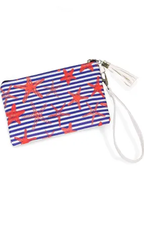 EAB9356 Navy Starfish Print Wallet/Clutch/Wristlet (S)