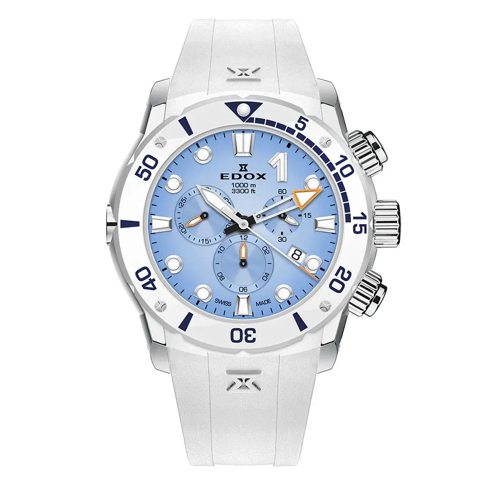 Edox CO-1 Chronograph Men's White Blue Watch 10242-TINB-BUICDNO