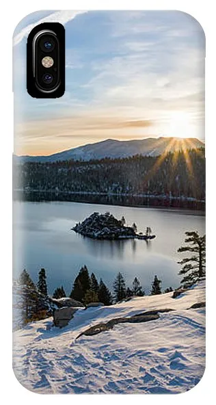 Emerald Bay Winter Sunburst By Brad Scott - Phone Case