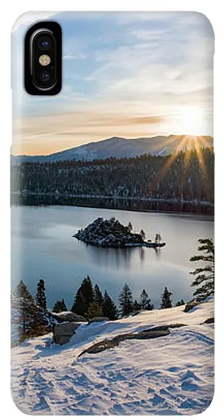 Emerald Bay Winter Sunburst By Brad Scott - Phone Case