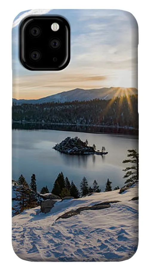 Emerald Bay Winter Sunburst By Brad Scott - Phone Case