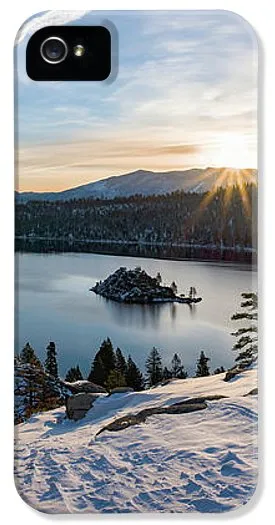 Emerald Bay Winter Sunburst By Brad Scott - Phone Case