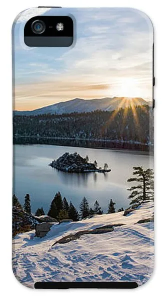 Emerald Bay Winter Sunburst By Brad Scott - Phone Case