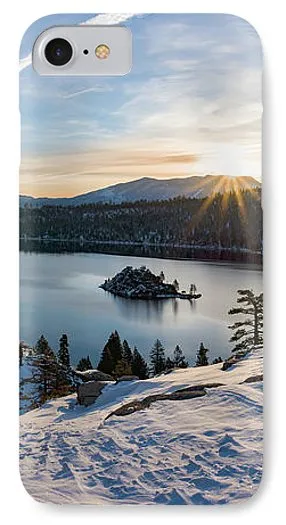 Emerald Bay Winter Sunburst By Brad Scott - Phone Case