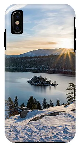 Emerald Bay Winter Sunburst By Brad Scott - Phone Case