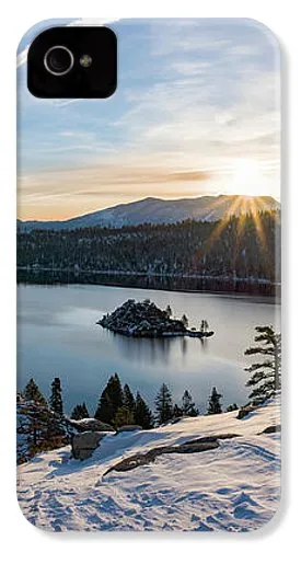 Emerald Bay Winter Sunburst By Brad Scott - Phone Case