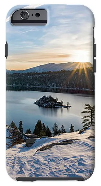 Emerald Bay Winter Sunburst By Brad Scott - Phone Case