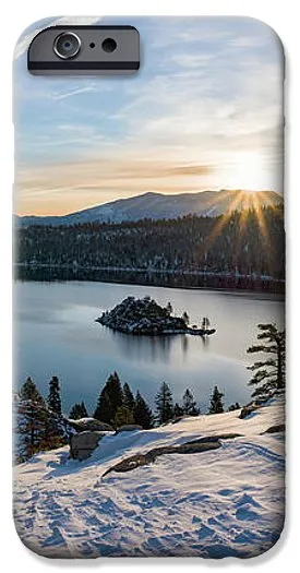 Emerald Bay Winter Sunburst By Brad Scott - Phone Case