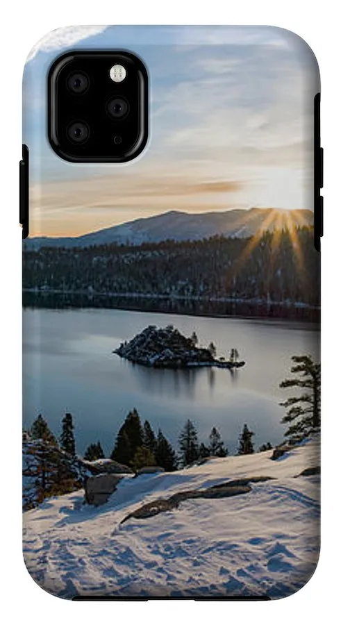 Emerald Bay Winter Sunburst By Brad Scott - Phone Case