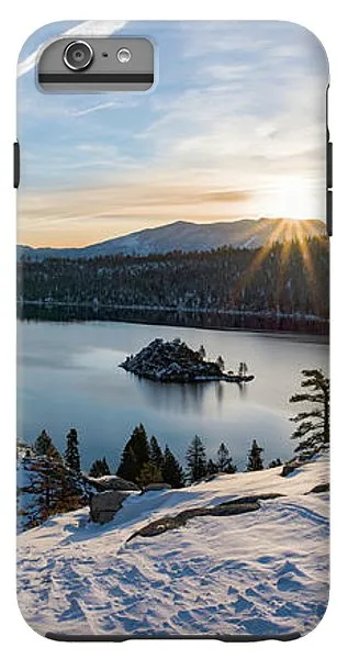 Emerald Bay Winter Sunburst By Brad Scott - Phone Case