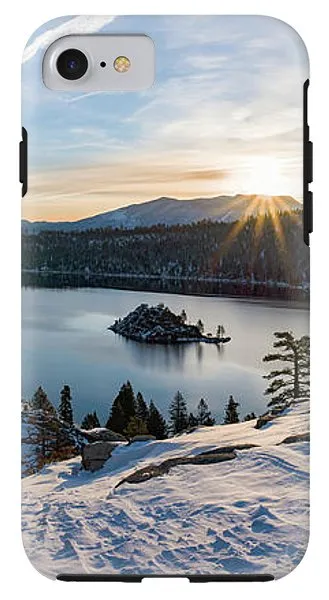 Emerald Bay Winter Sunburst By Brad Scott - Phone Case