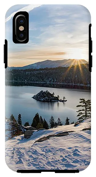 Emerald Bay Winter Sunburst By Brad Scott - Phone Case