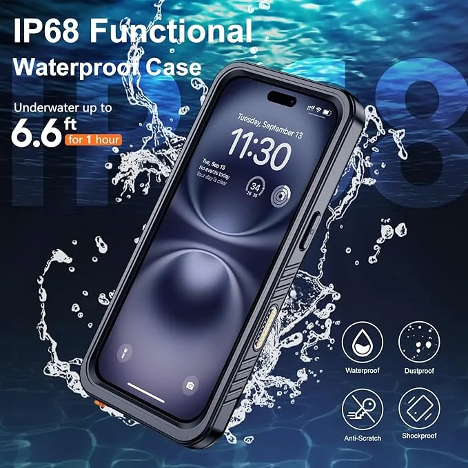 Entronix Waterproof Case For Apple iPhone 16, 360º Protective Bumper Cover