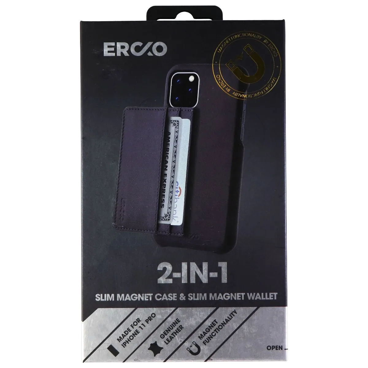 ERCKO 2 in 1 Slim Magnet Case & Wallet for iPhone 11 Pro - Black