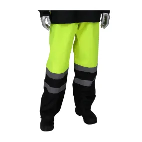 Falcon 353-1202LY-S/M ANSI Class E Value All Purpose Waterproof Pants with Black Bottoms