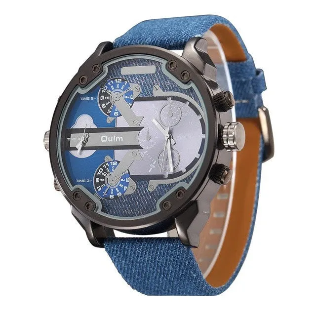 Famous Designer Mens Watches Top Brand Luxury Quartz Watch Oulm Leather Strap Big Dial Military Quartz Clock relogio masculino