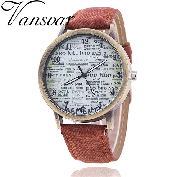 Fashion Jeans Quartz Watch Women Cute Newspaper Wristwatch Watch Relogio Feminino Casual Luxury Watches AWSB778