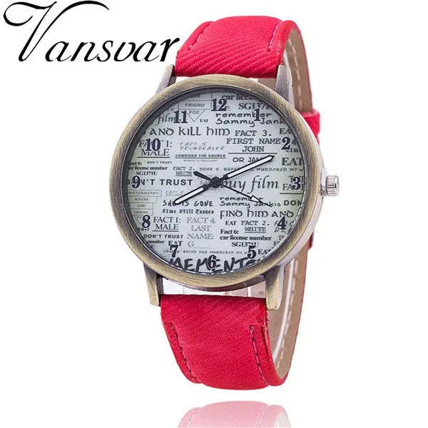 Fashion Jeans Quartz Watch Women Cute Newspaper Wristwatch Watch Relogio Feminino Casual Luxury Watches AWSB778