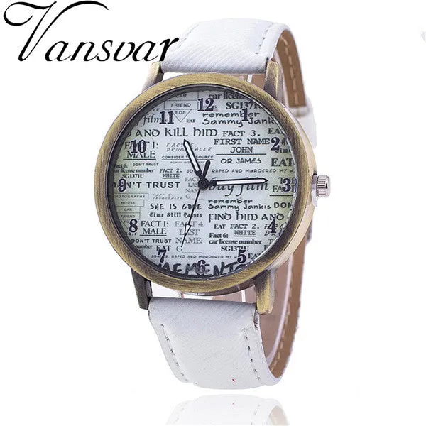 Fashion Jeans Quartz Watch Women Cute Newspaper Wristwatch Watch Relogio Feminino Casual Luxury Watches AWSB778