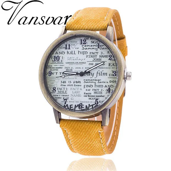 Fashion Jeans Quartz Watch Women Cute Newspaper Wristwatch Watch Relogio Feminino Casual Luxury Watches AWSB778