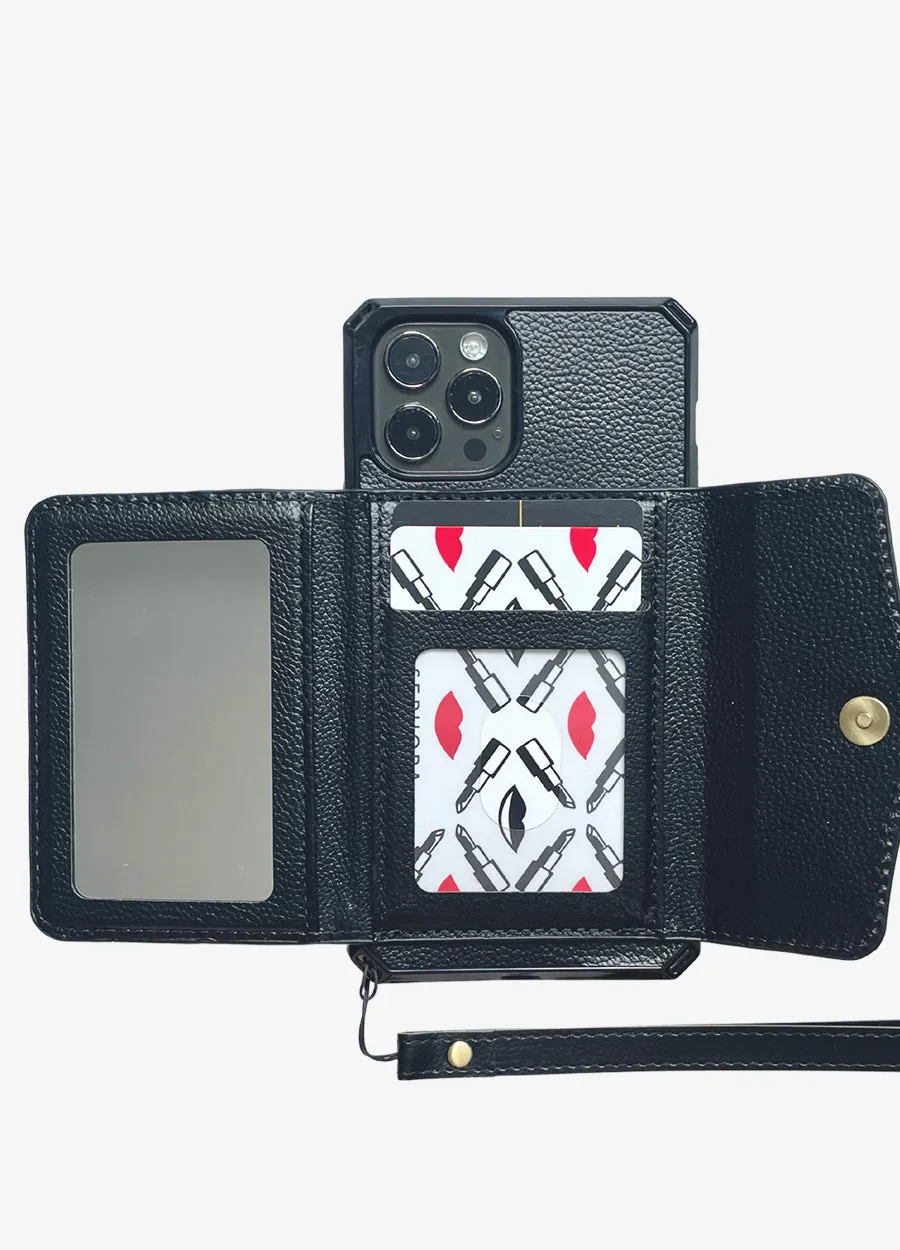 Folded Mirror Card Wallet Case in Black