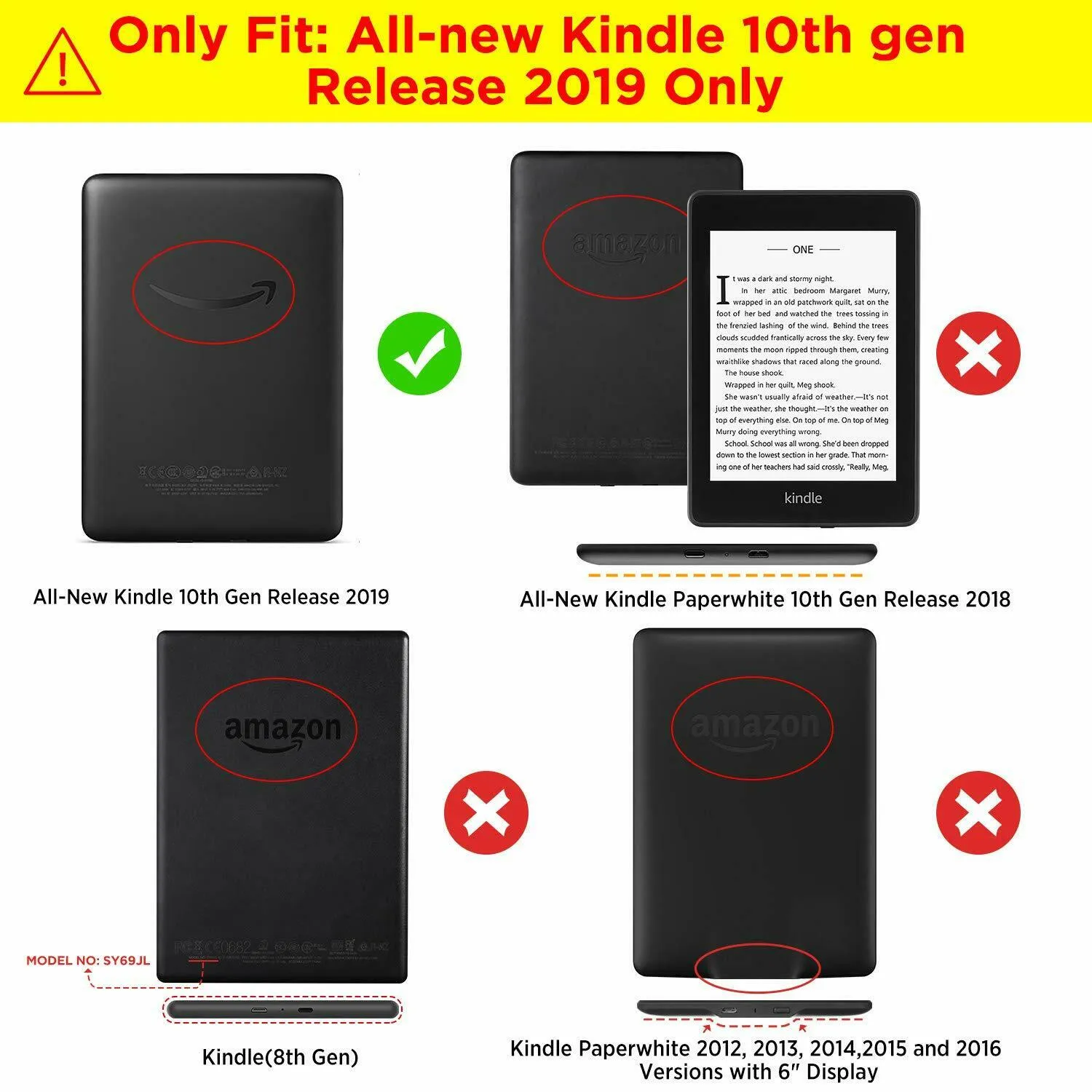 For All-New Amazon Kindle 2019 Case 6" 10th Gen Smart Leather Slim Flip Cover