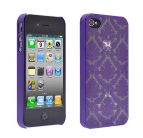 For Apple iPhone 4 Case, Ultra Slim Damask Vintage Case Cover - Purple