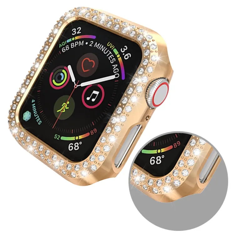 For Apple Watch Series 3 & 2 & 1 42mm Double Row Diamonds PC Protective Case(Rose Gold)