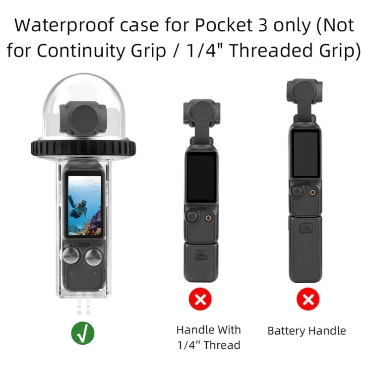 For DJI Osmo Pocket 3 BRDRC 40m Depth Waterproof Case Diving Housing Cover(Transparent Handle)