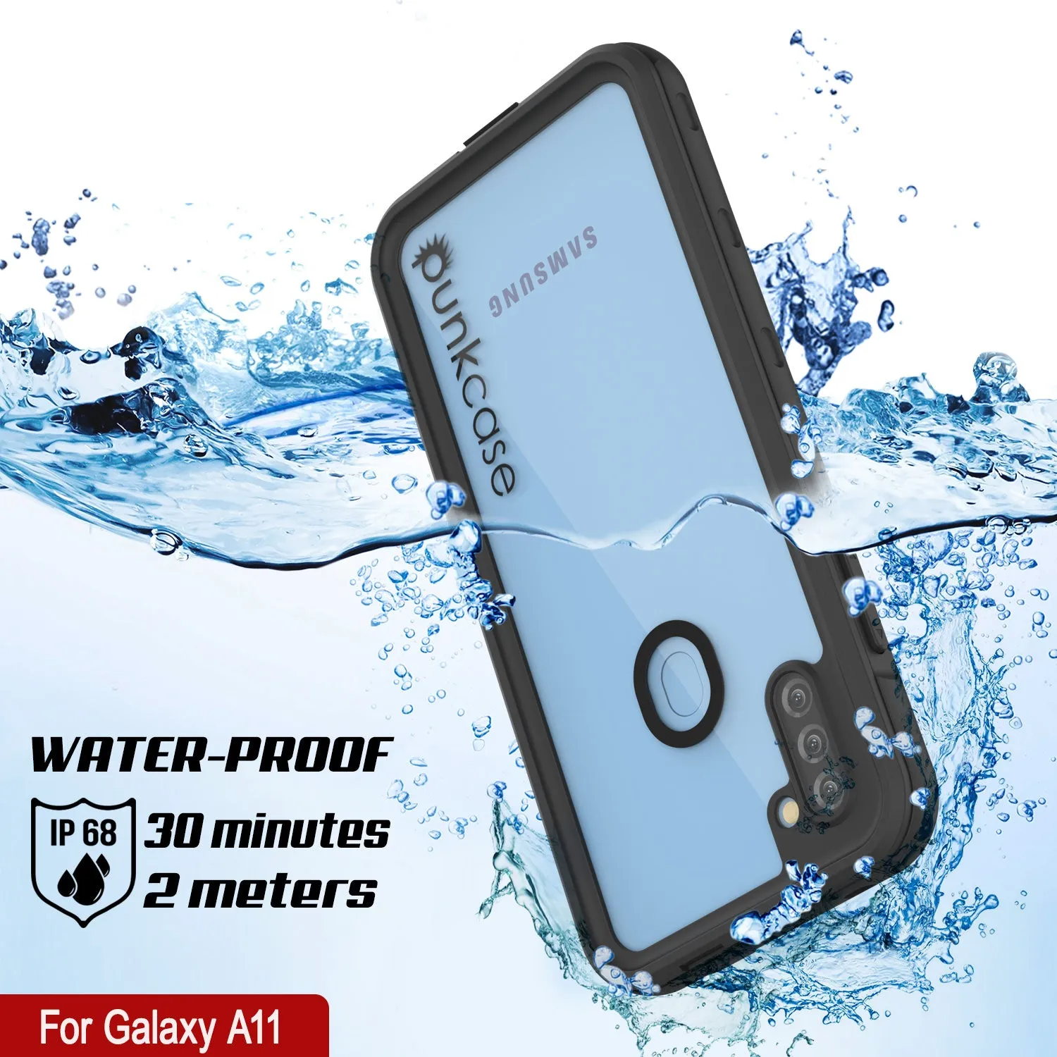 Galaxy A11 Waterproof Case PunkCase StudStar Black Thin 6.6ft Underwater IP68 Shock/Snow Proof