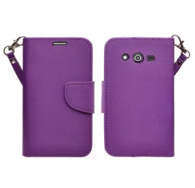 Galaxy Avant/G386T Wallet Case, Wrist Strap Magnetic Flip Fold[Kickstand] Pu Leather Wallet Case with ID & Credit Card Slot - Purple