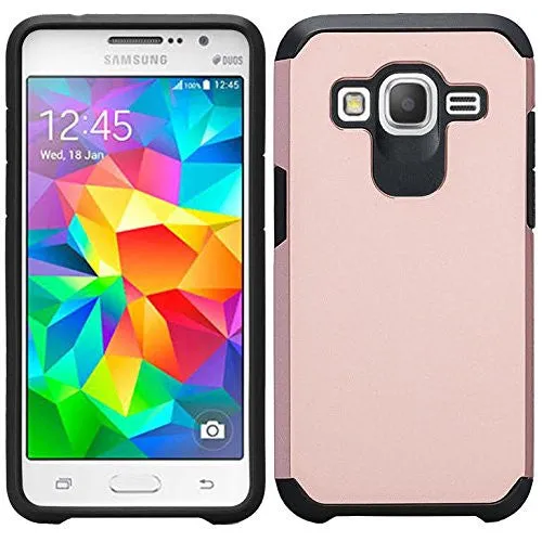 Galaxy Go Prime Case, Galaxy Grand Prime Case, Slim Hybrid [Shock/Impact] Absorption Dual Layer Case for Samsung Galaxy Go Prime/Grand Prime - Rose Gold