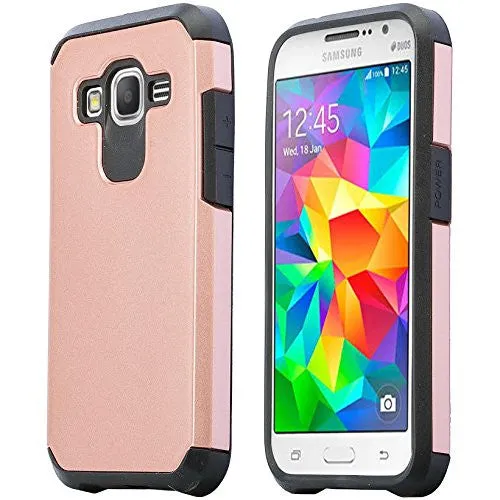 Galaxy Go Prime Case, Galaxy Grand Prime Case, Slim Hybrid [Shock/Impact] Absorption Dual Layer Case for Samsung Galaxy Go Prime/Grand Prime - Rose Gold