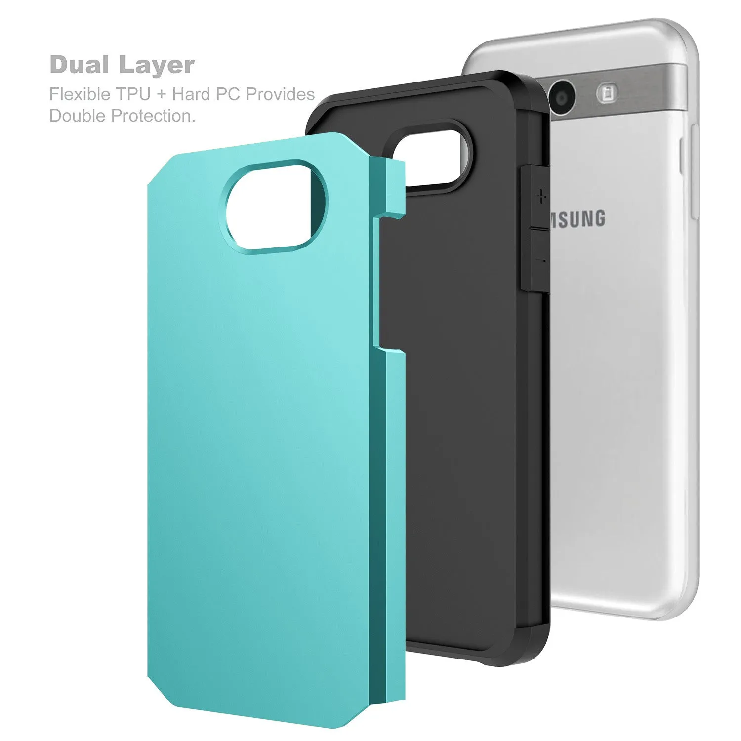 Galaxy J3 Emerge Case, Slim Hybrid Dual Layer [Shock Resistant] Case Cover for Galaxy J3 Emerge - Teal