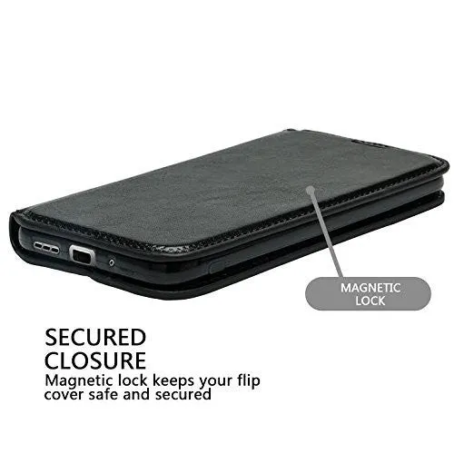 Galaxy Note 5 Case, Magnetic Flip Fold[Kickstand] Pu Leather Wallet Case with ID & Credit Card Slots for Samsung Galaxy Note 5 - Black