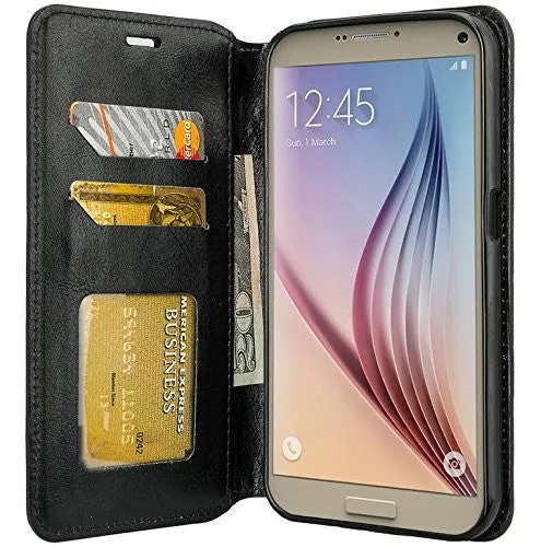 Galaxy Note 5 Case, Magnetic Flip Fold[Kickstand] Pu Leather Wallet Case with ID & Credit Card Slots for Samsung Galaxy Note 5 - Black