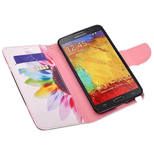 Galaxy S5 Case, Wrist Strap Pu Leather Magnetic Fold[Kickstand] Wallet Case with ID & Card Slots for Samsung Galaxy S5 - Vivid Sunflower