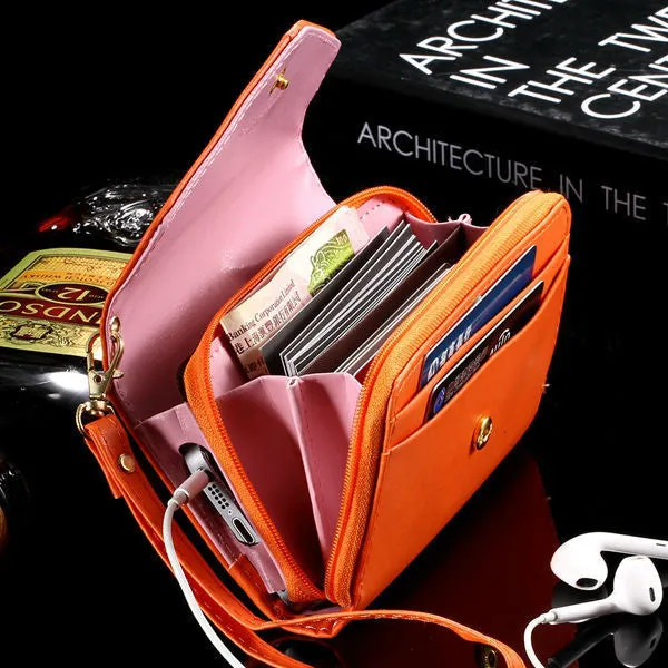 General Use! Pouch Wallet PU Leather Case for iphone 5s, 4s, 6 4.7inch, 5C, for Samsung Galaxy S3 S4 S5 Cover Crown Card Slot