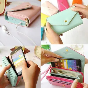 General Use! Pouch Wallet PU Leather Case for iphone 5s, 4s, 6 4.7inch, 5C, for Samsung Galaxy S3 S4 S5 Cover Crown Card Slot