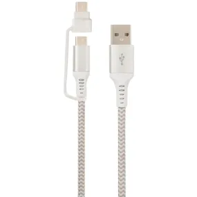 Helix ETHACM10WT USB-A to USB-C Cable with Micro USB Adapter, 10ft (White)